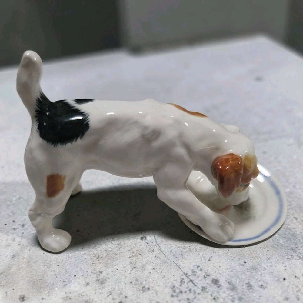 Vintage Royal Doulton Jack Russell Terrier Dog Licking Plate HN1158 Need Leg Fix